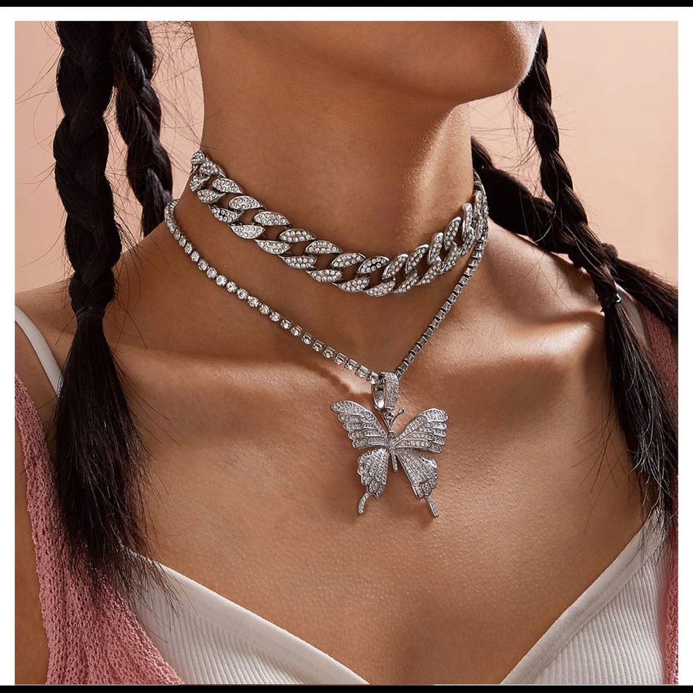 2 PC Butterfly Necklace